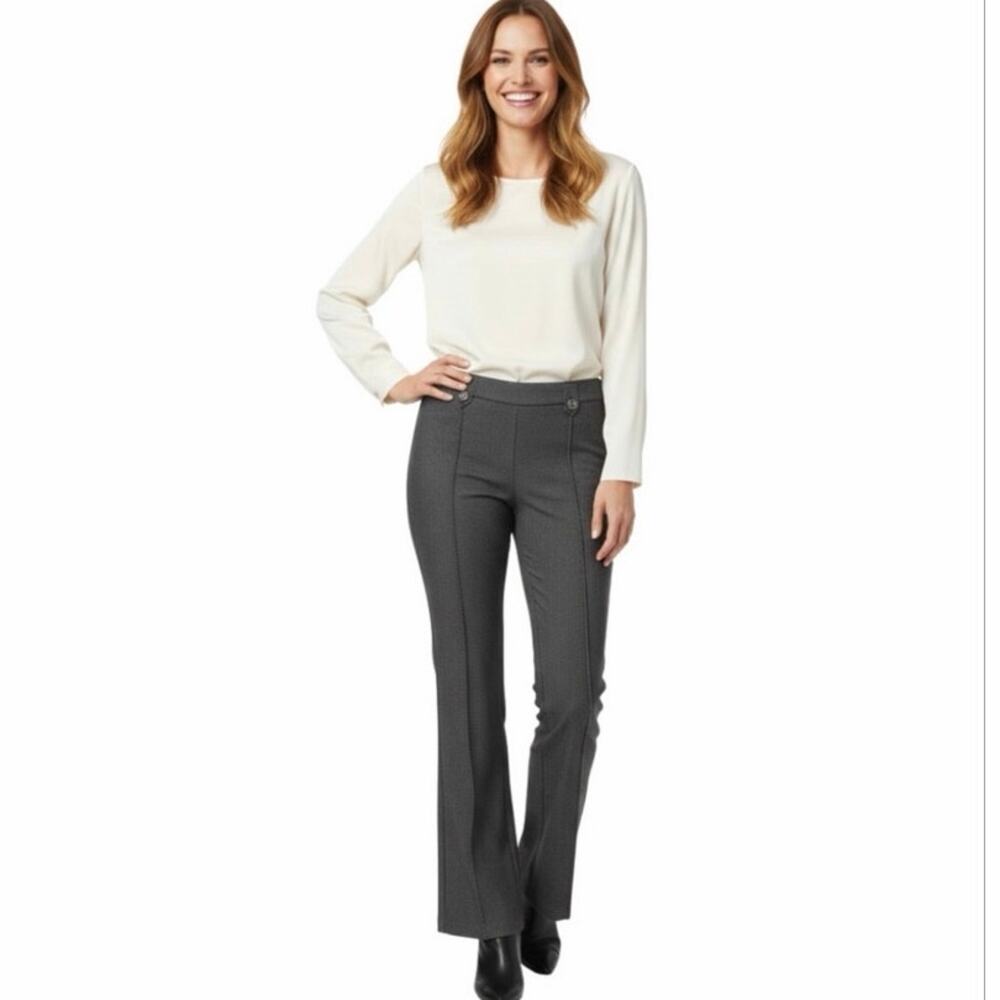 WREN New York Gray Micro Dot Pull-On Split Hem Dress Pants Women’s XL Career